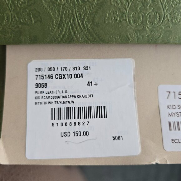 GUCCI SHOES PUMPS WITH ANKLE CUFF GOLD HIGH HEEL WHITE LEATHER sz 41.5 11.5 - Picture 15 of 15